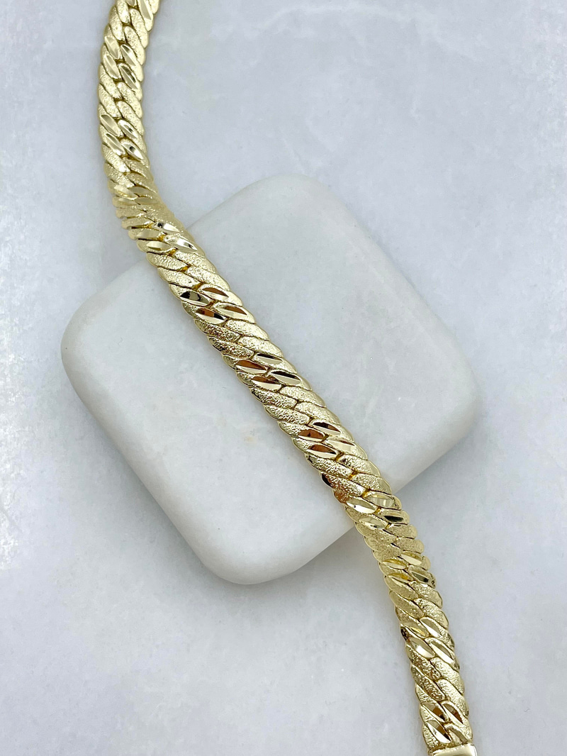 Altın Kaplama Ezme Kumlu Zincir Bileklik Gold