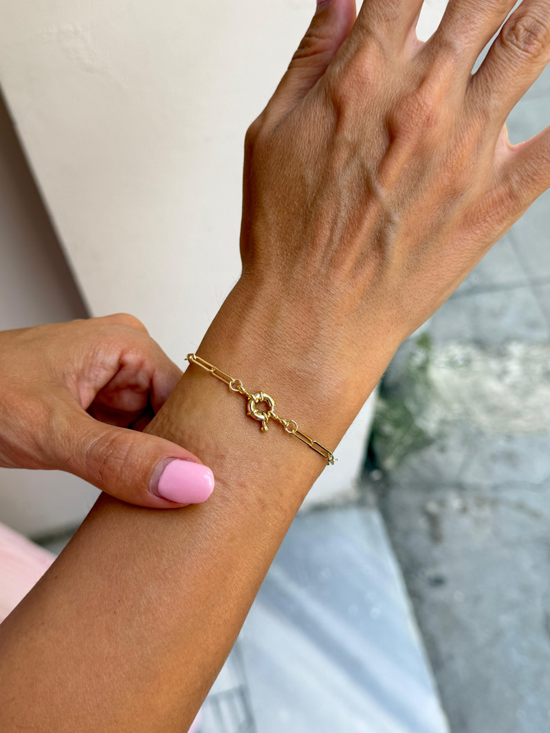 Dümen Kilit Minimal Ataç Zincir Bileklik Gold