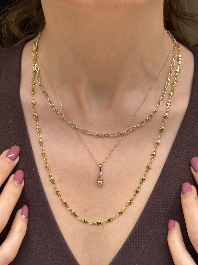 Özel Seri Sarı Taşlı Swarovski Tasarım Kolye Kombini Gold