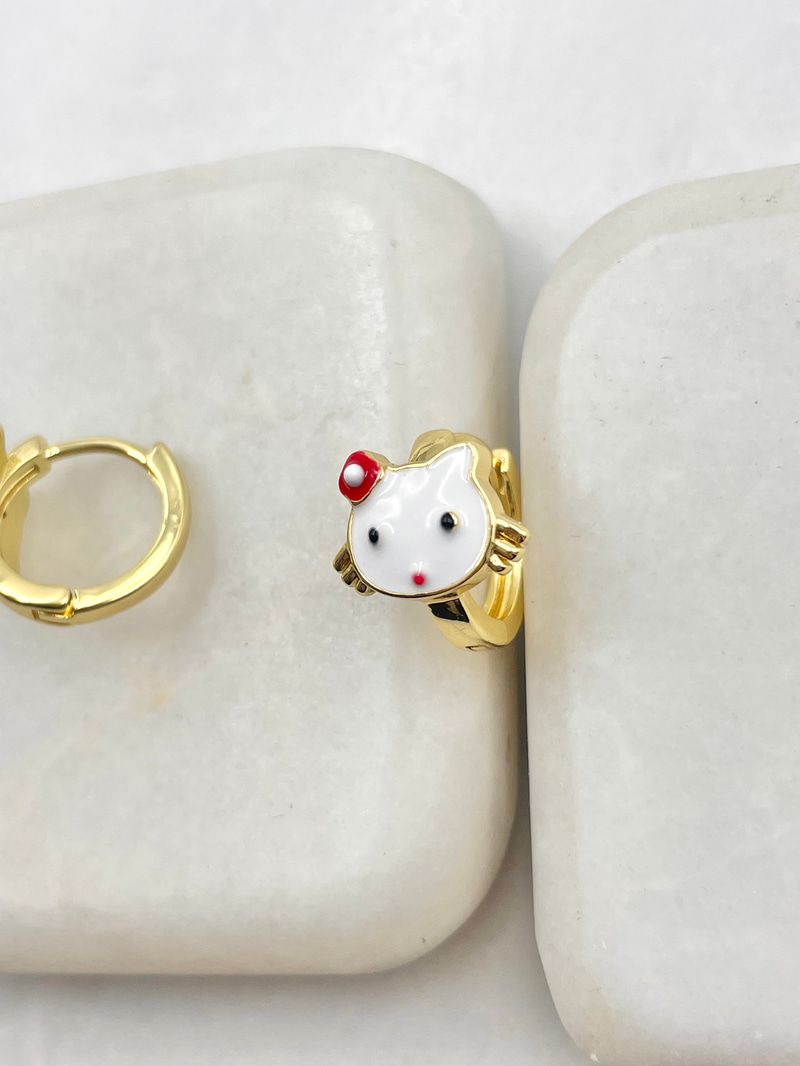 Mineli Hello Kitty Çocuk Küpesi Gold