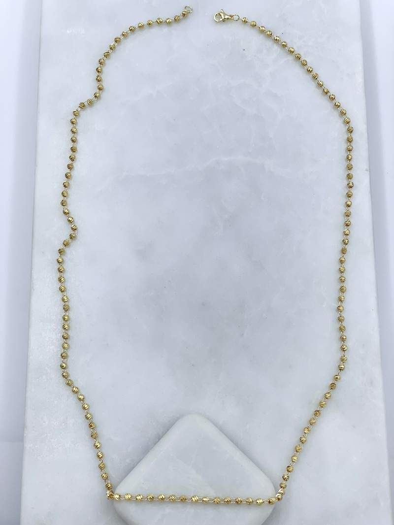 Altın Kaplama Işıltılı Topçuk Zincir Kolye 60 cm Gold