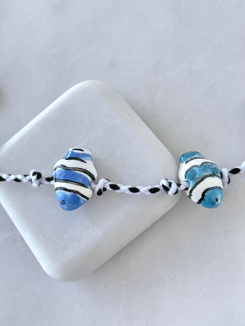 Çelik Renkli Porselen Balık İp Kolye Gold