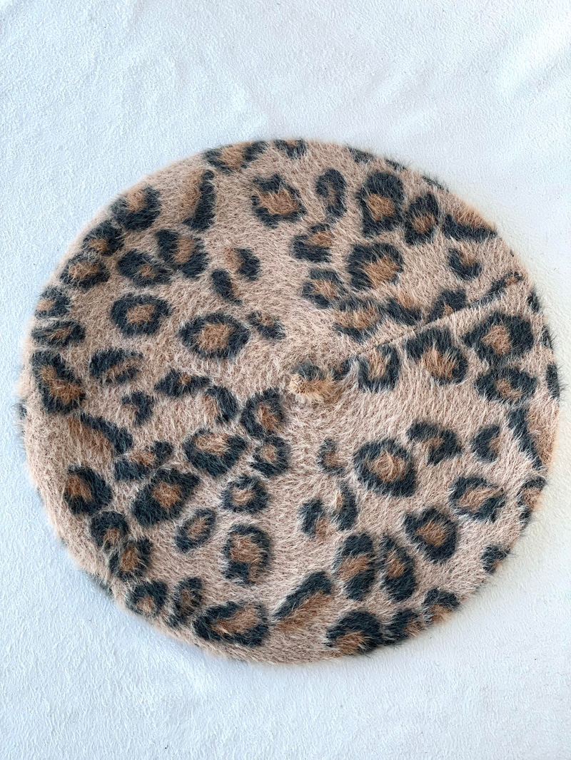 Yumuşak Dokulu Leopar Örgü Ressam Bej-Siyah