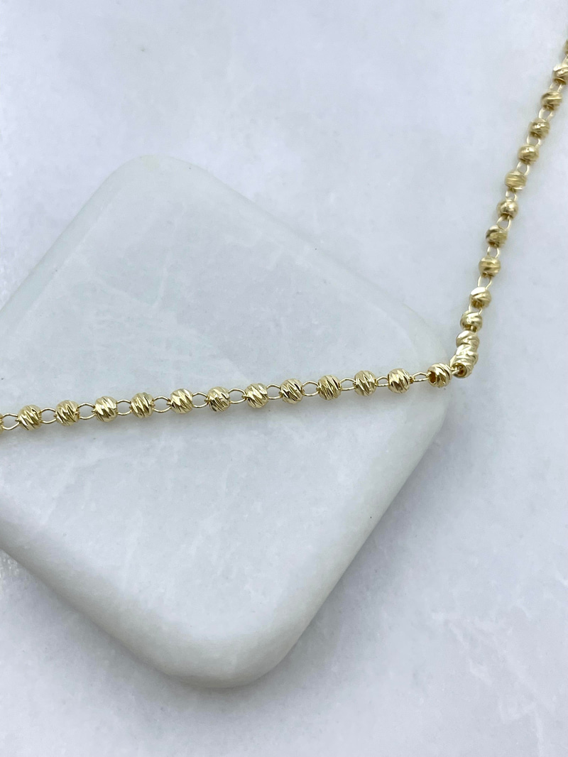 Altın Kaplama Işıltılı Topçuk Zincir Kolye 60 cm Gold