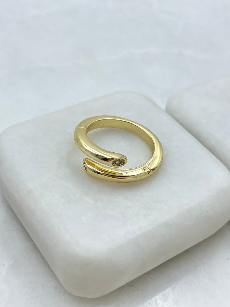 Altın Kaplama Gömme Taşlı İkiz Yüzük Gold