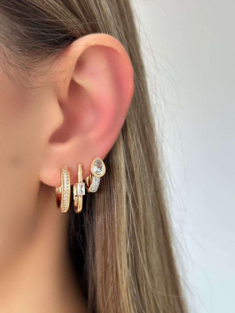 Özel Seri Pırlanta Model Taşlı Halka Küpe