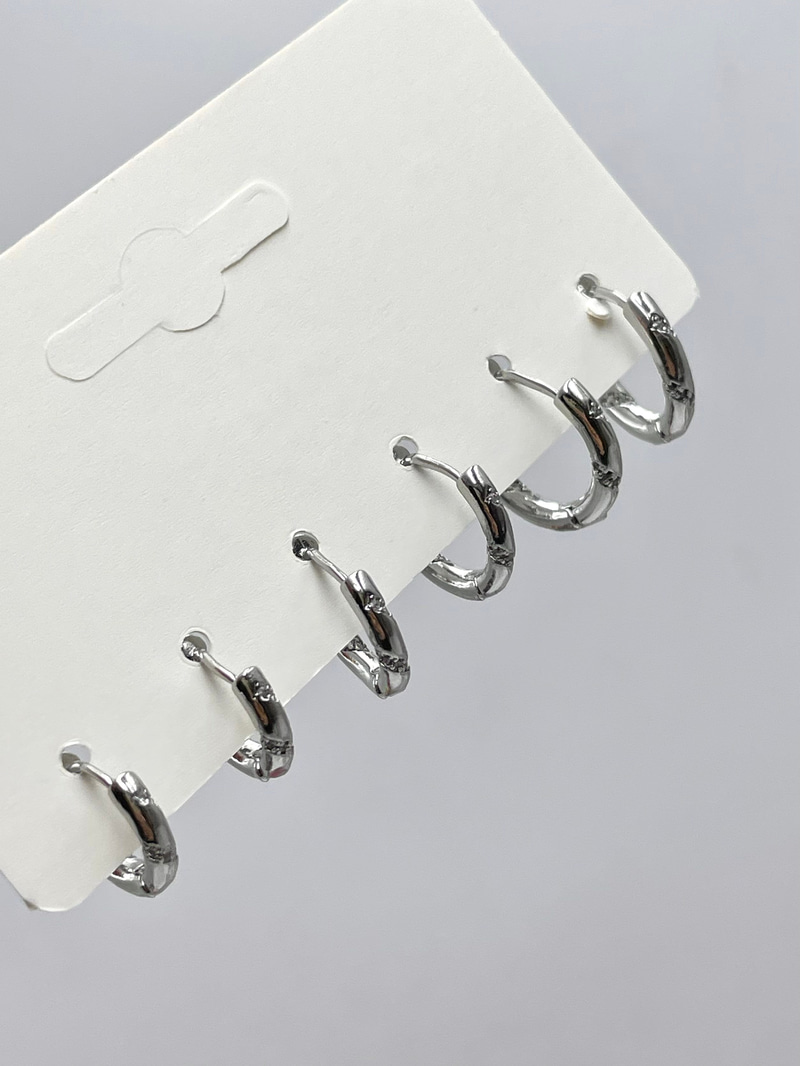 Altın Kaplama Gömme Taşlı Basic Halka Model Altılı Set Küpe Gümüş