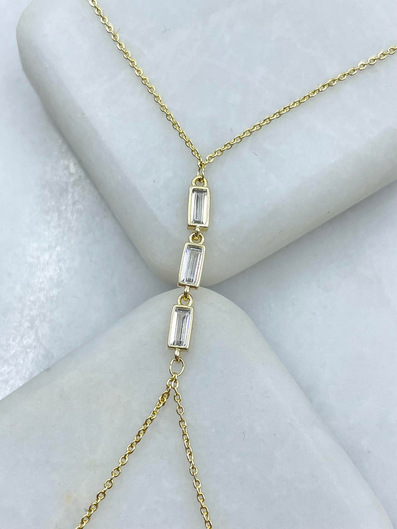 Altın Kaplama Baget Taşlı Minimal Şahmeran Gold