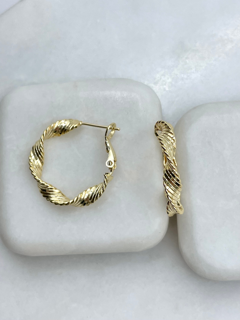 Altın Kaplama Sarmal Halka Küpe Gold