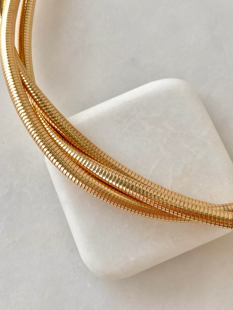 Altın Kaplama Üçlü Yılan Boru Kolye Gold