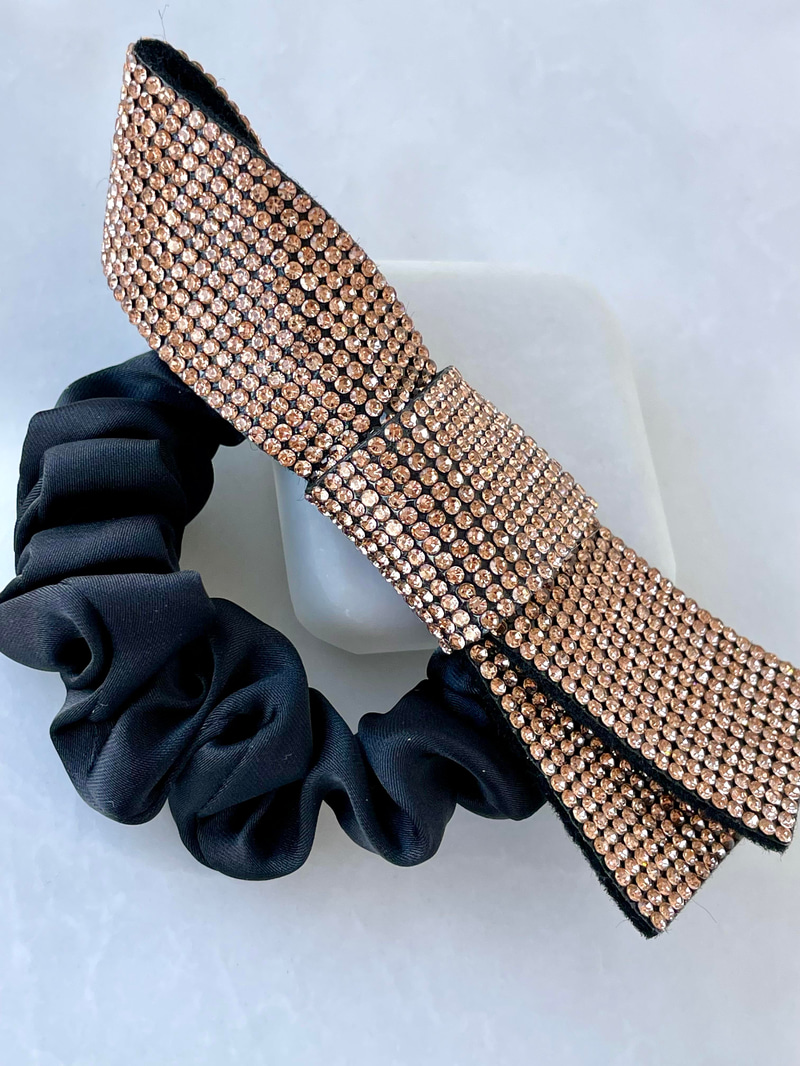 Işıltılı Kurdele Scrunchie Toka Rose Renk