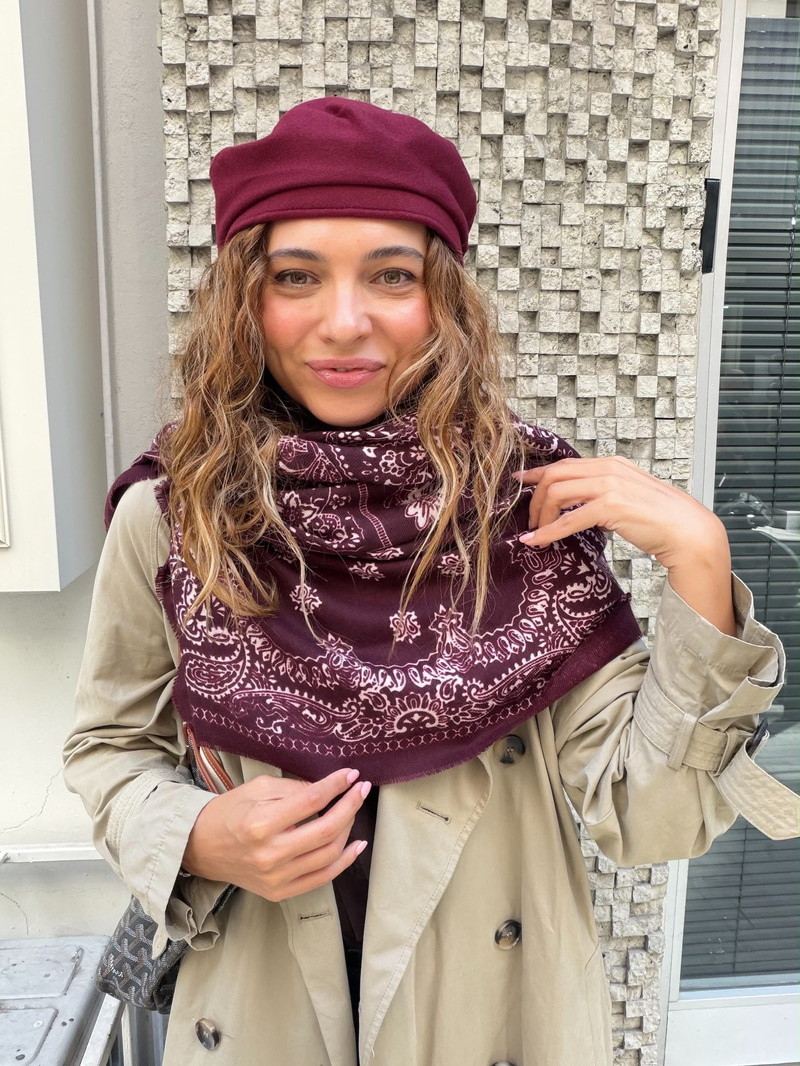 Patchwork Desenli Kaşmir Dokulu Şal Bordo
