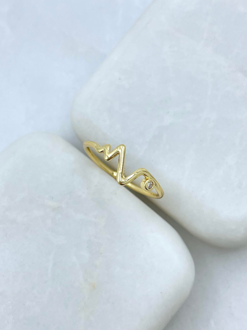 Altın Kaplama Minimal Kalp Atışı Yüzük Gold