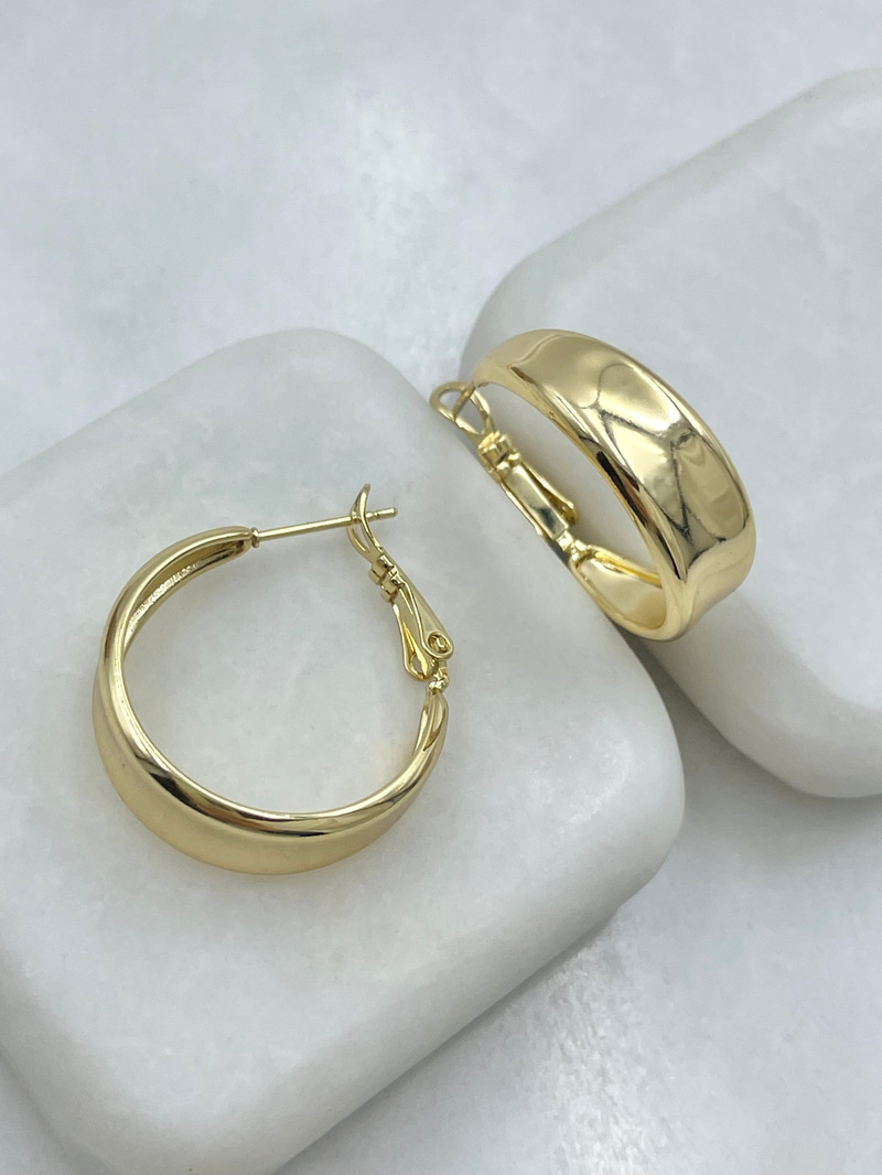 Özel Seri Oval Kesim Halka Küpe 2.5 cm Gold