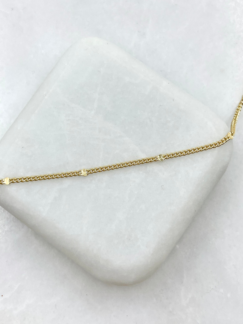 Altın Kaplama Minimal Pul Zincir Kolye 45 cm Gold