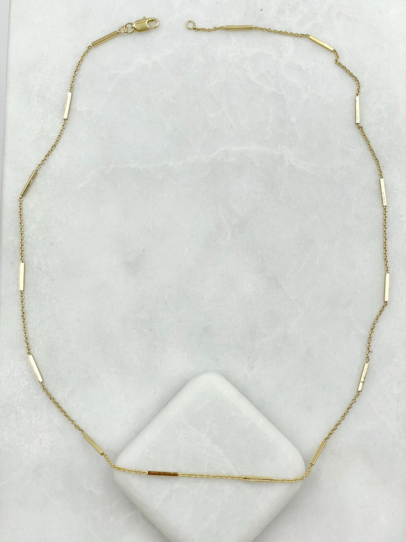 Altın Kaplama Sütun Model Zincir Kolye 50 cm Gold