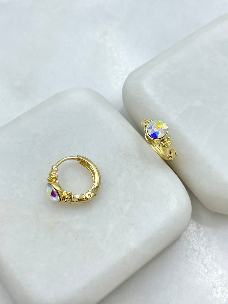 Özel Seri Vintage Swarovski Halka Küpe Gold