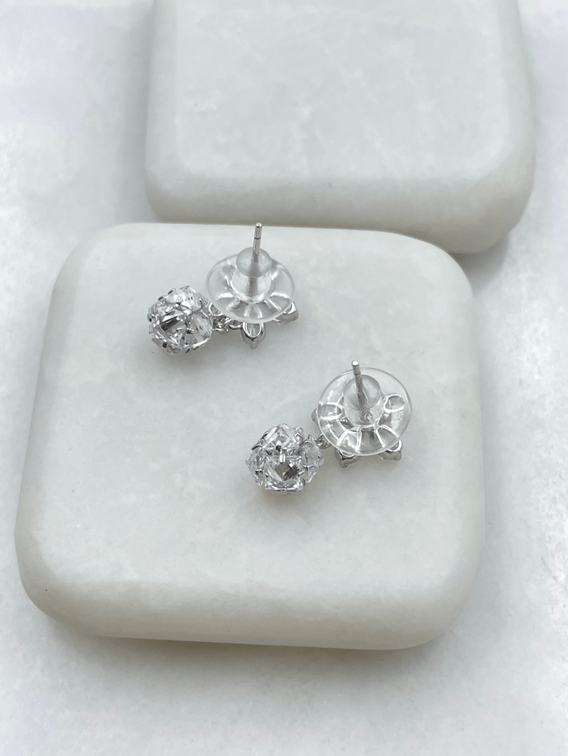 Özel Seri Swarovski Taş Sallantılı Tasarım Çiçek Küpe Gümüş