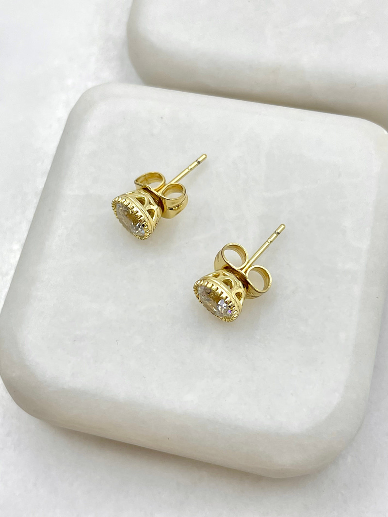 Özel Seri Kristal Taşlı Küpe 0.6 mm Gold
