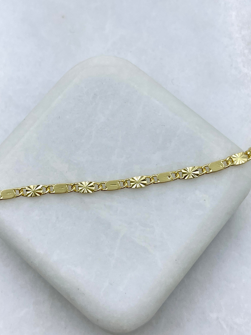 Altın Kaplama Minimal Lazer Kesim Zincir Kolye 60 cm Gold