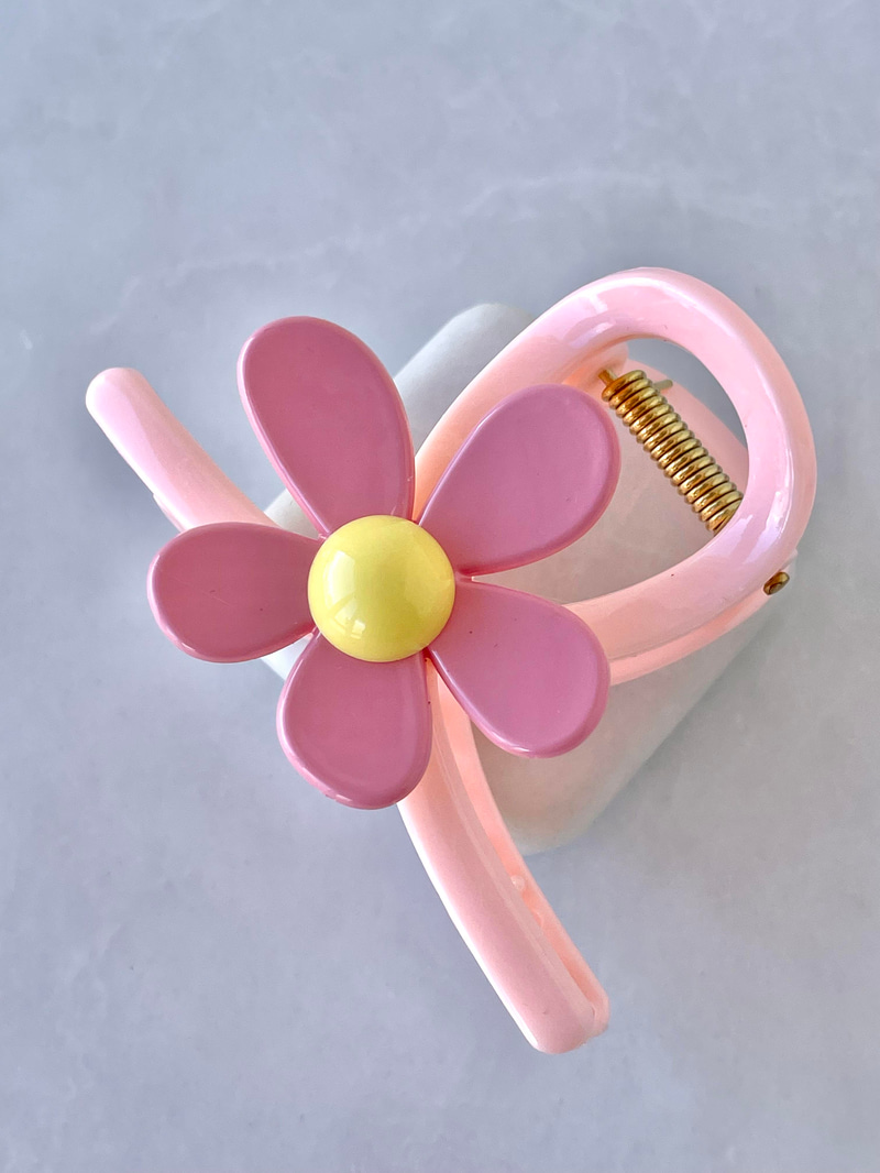 Renkli Çiçek Model Mandal Toka Toz Pembe