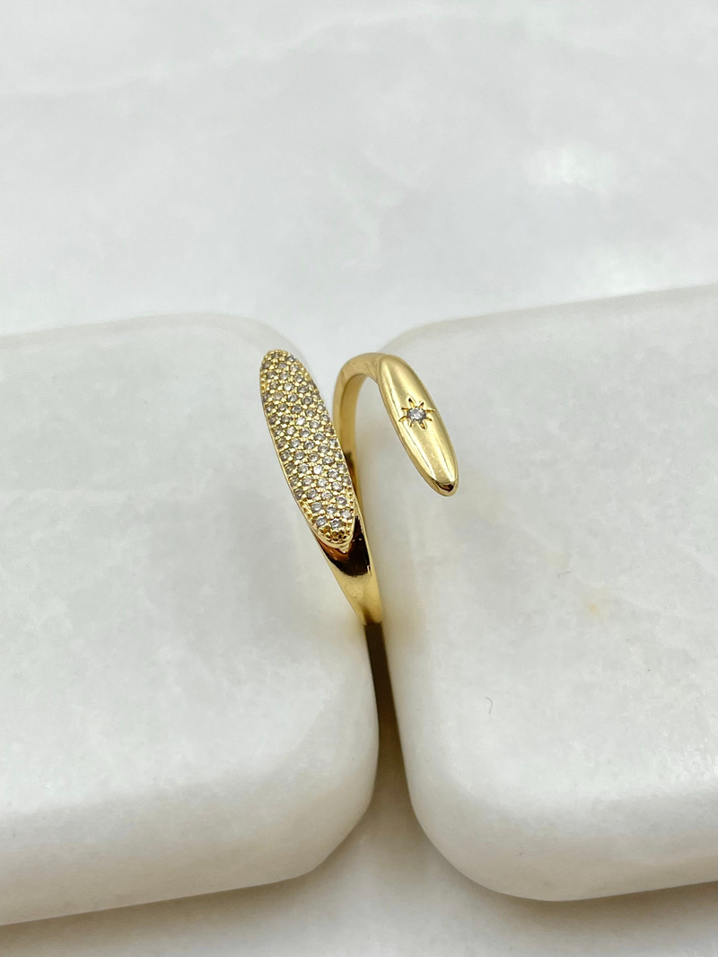 Kuzey Yıldızı İkili Oval Plaka Yüzük Gold