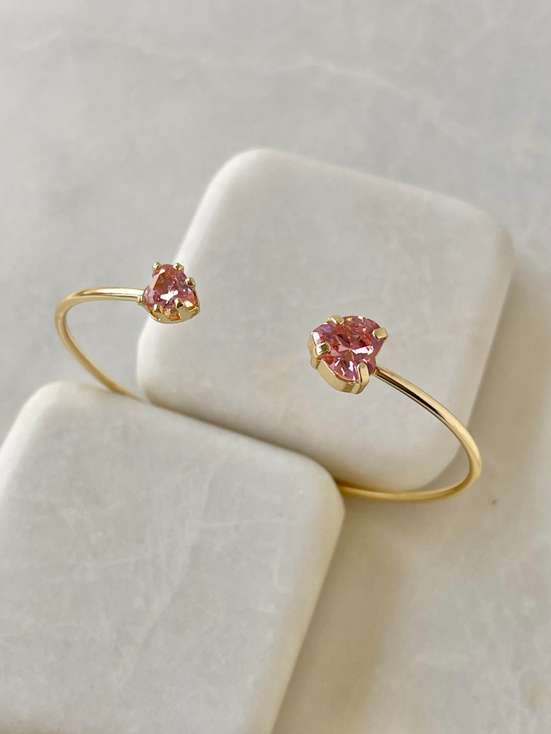 Büyük Küçük Pembe Kristal Kalp Kelepçe