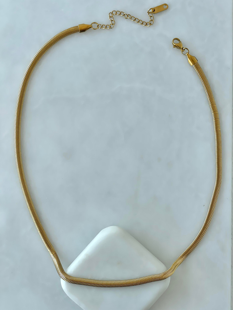 Çelik Yassı İtalyan Zincir Kolye Gold