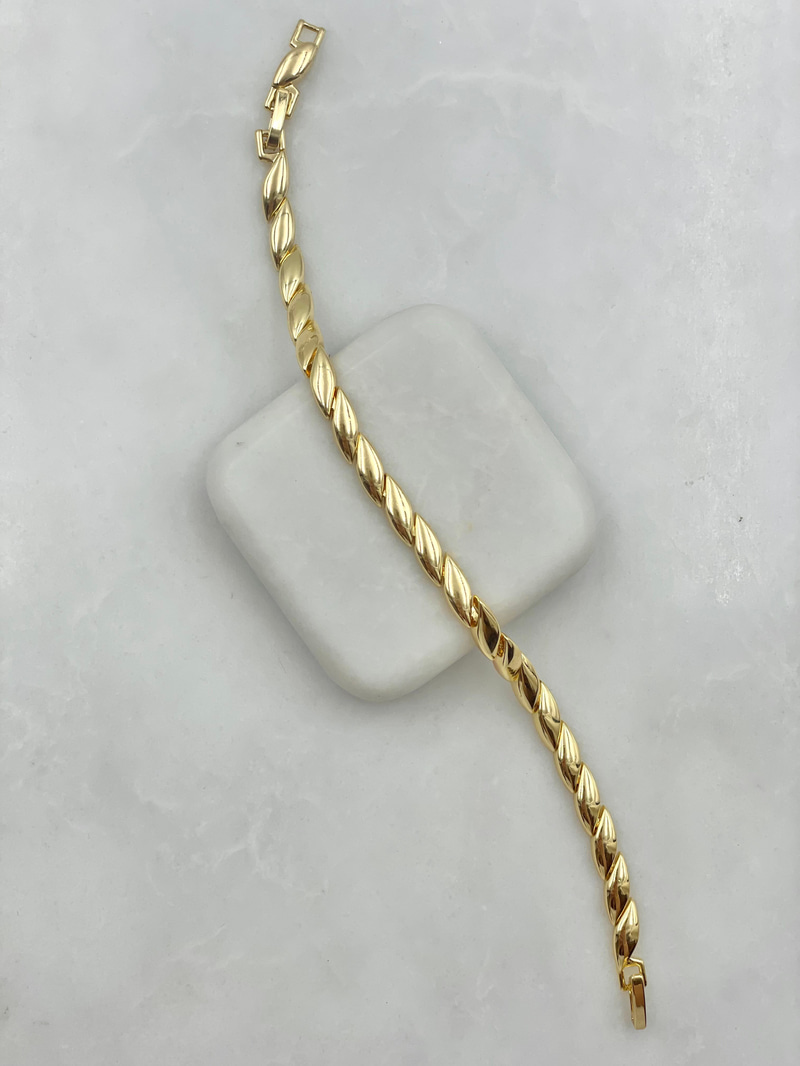 Dalga Arpa Plaka Bileklik Gold