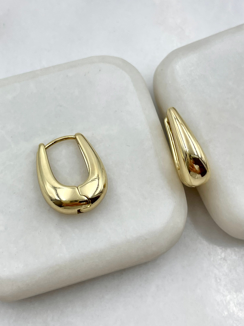 Özel Seri Bombe Damla U Küpe 1.9 cm Gold