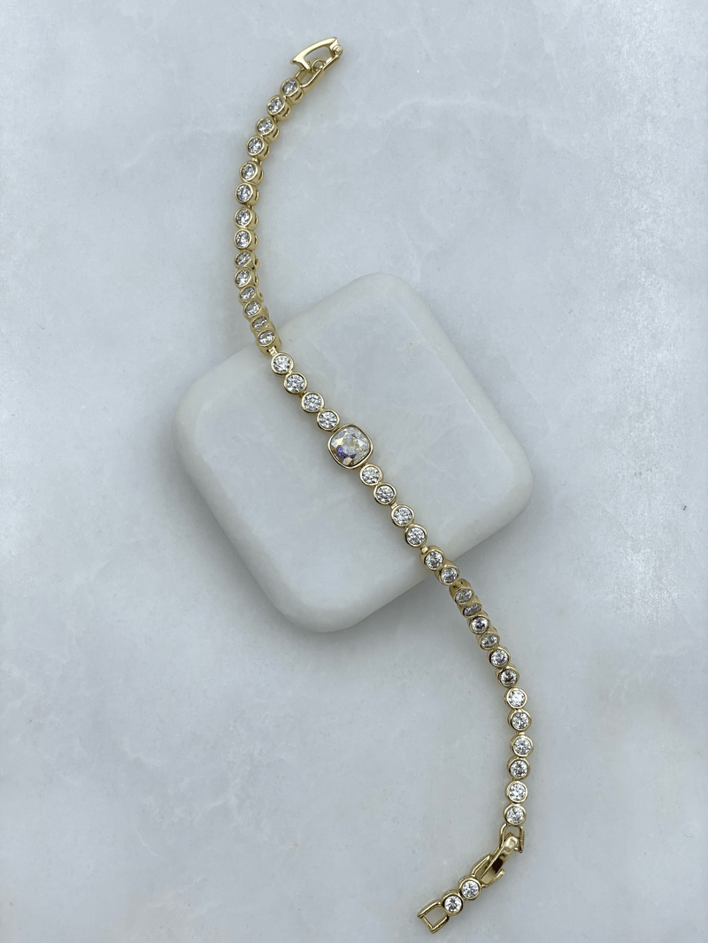 Özel Seri Swarovski ve Kristal Taşlı Bileklik Gold