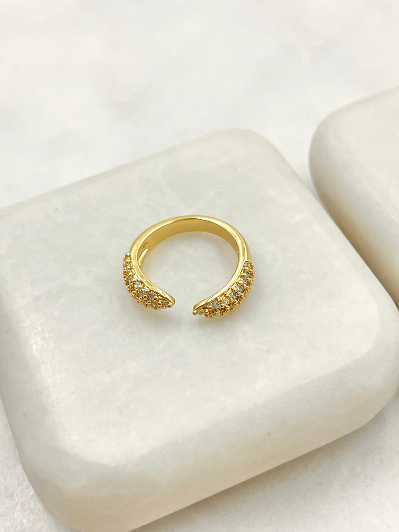 Gömme Taşlı Bombe Birleşim Serçe ve Eklem Yüzük Gold