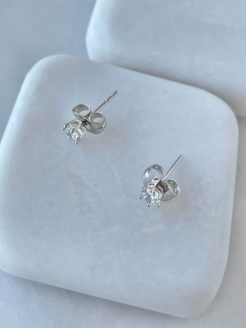 Özel Seri Minimal Kristal Küpe 0,4 mm Gümüş