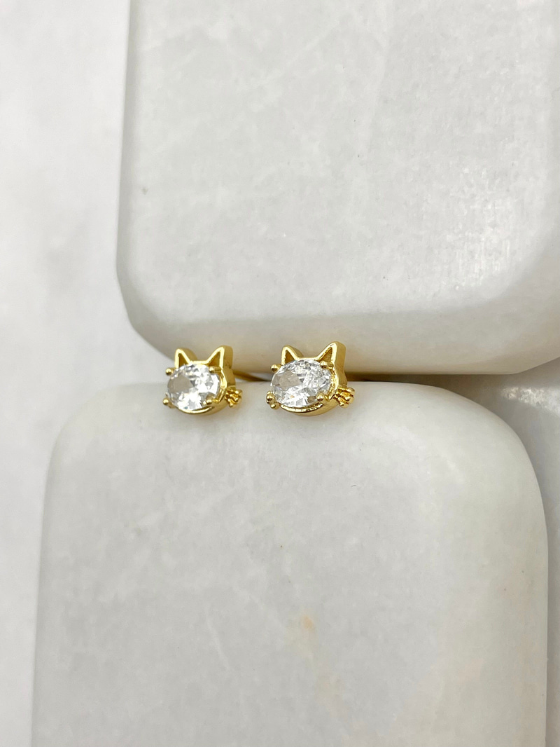 Özel Seri Minimal Hello Kitty Küpe 0.5 cm Gold