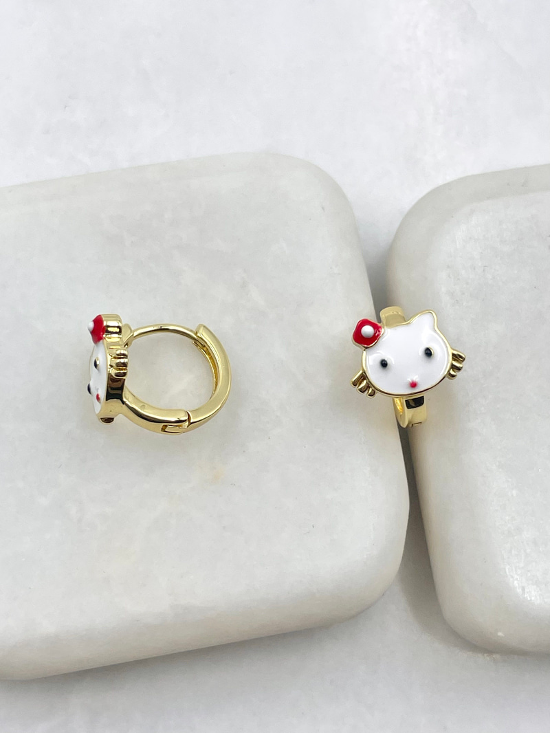 Mineli Hello Kitty Çocuk Küpesi Gold