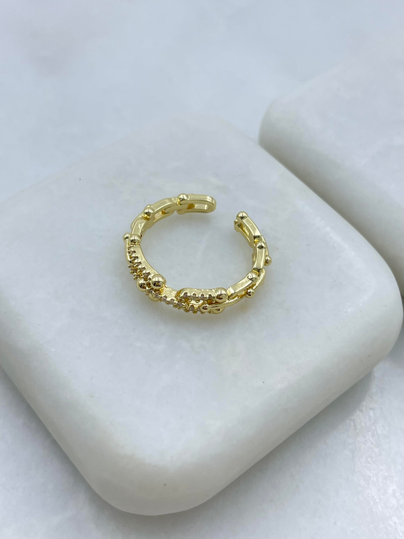 Altın Kaplama Gömme Taşlı Tasarım Yüzük Gold