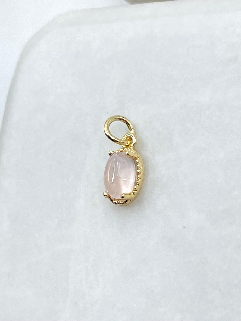 Altın Kaplama Pembe Taşlı Kolye Ucu Gold