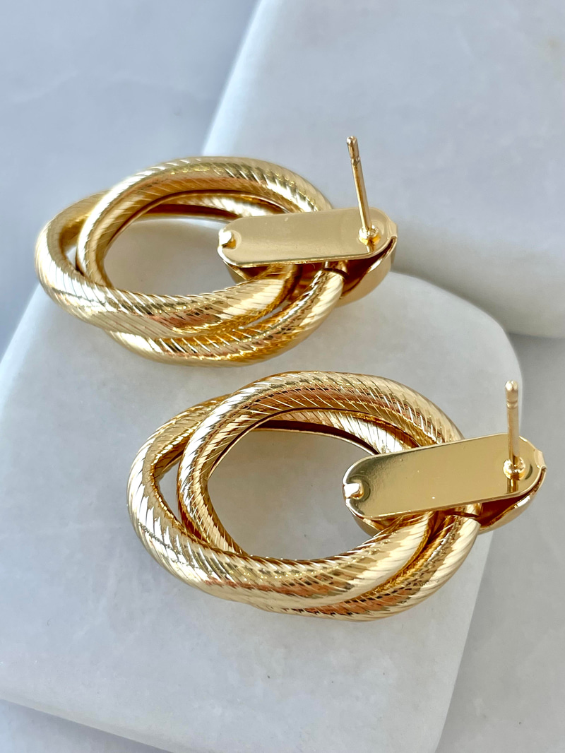 Altın Kaplama Vintage Oval Küpe