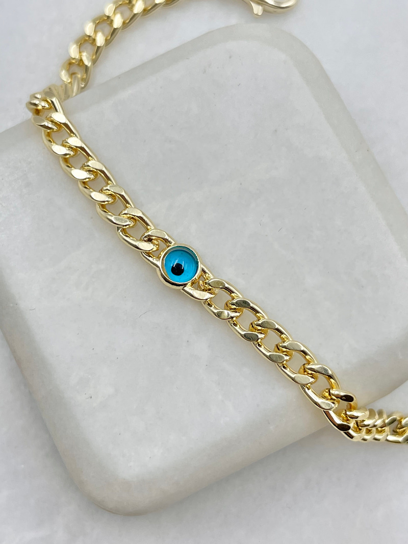 Minimal Nazarlı Zincir Bileklik Gold