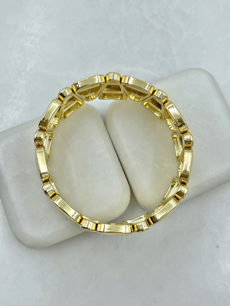 Altın Kaplama Asimetrik Plaka Esnek Bileklik Gold