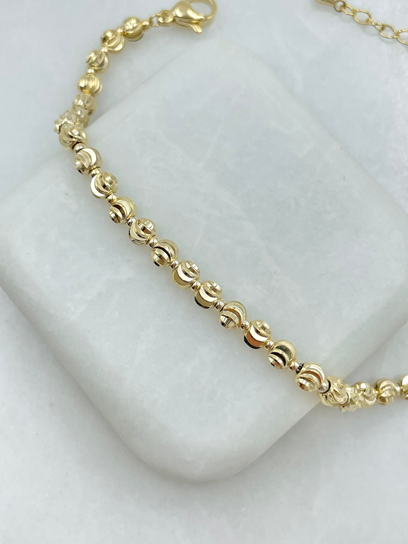 Altın Kaplama Şeritli Topçuk Bileklik Gold
