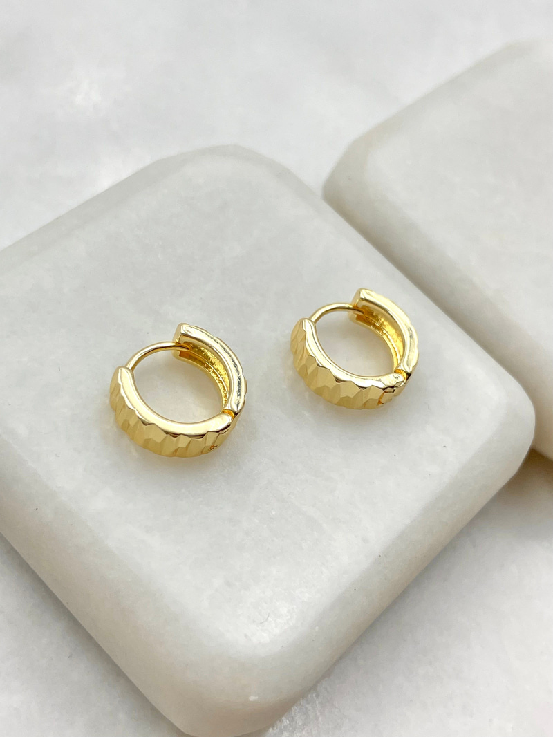 Yansımalı Halka Küpe 1.2 cm Gold