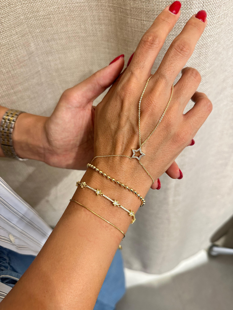 Özel Seri Işıltılı Topçuk Bileklik Gold