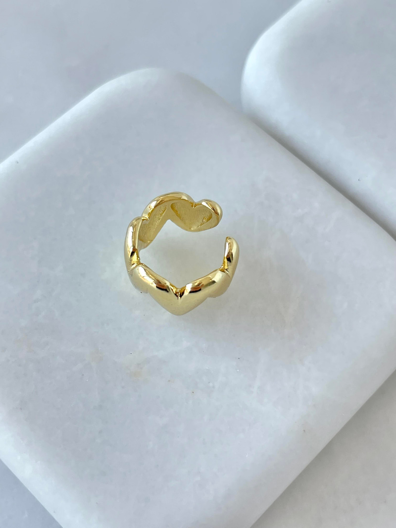 Altın Kaplama Dizi Kalp Kıkırdak Küpe Gold