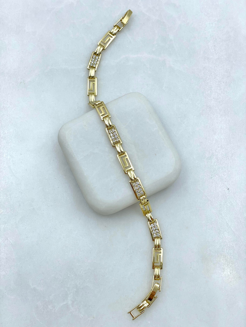 Özel Seri Kristal Taşlı S Model Tasarım Bileklik Gold