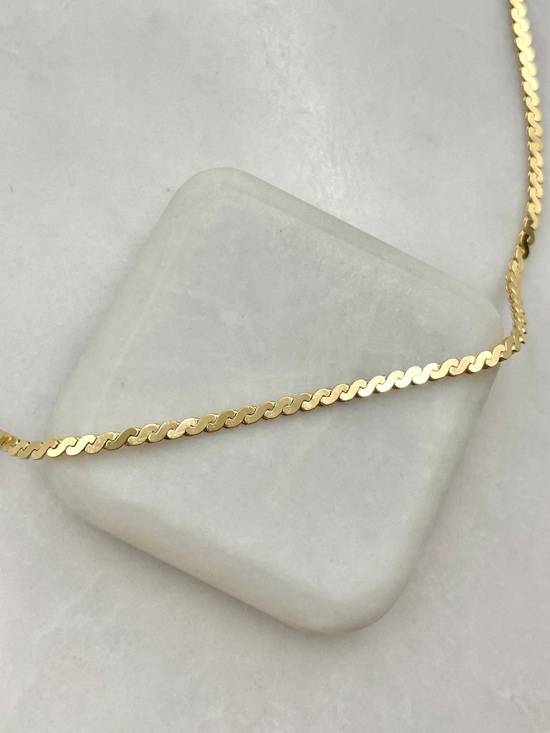 Özel Seri S Model Ezme Zincir Kolye 45 cm Gold