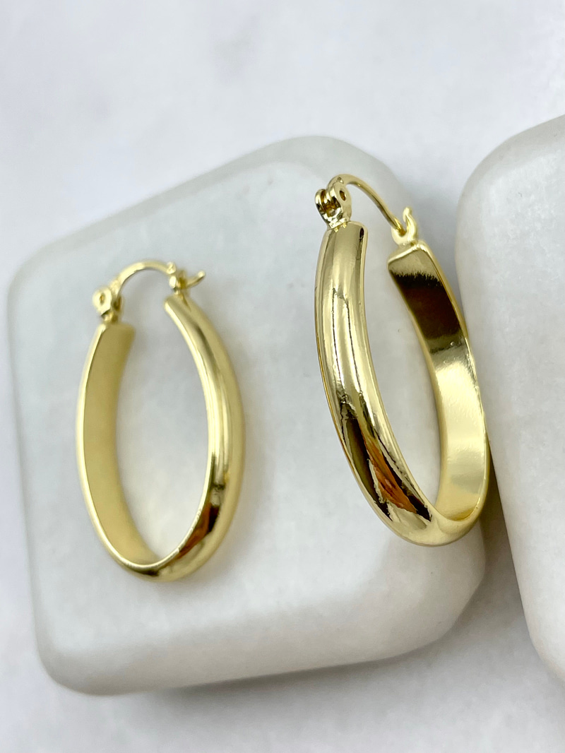 Özel Seri Bombe Oval Küpe Gold