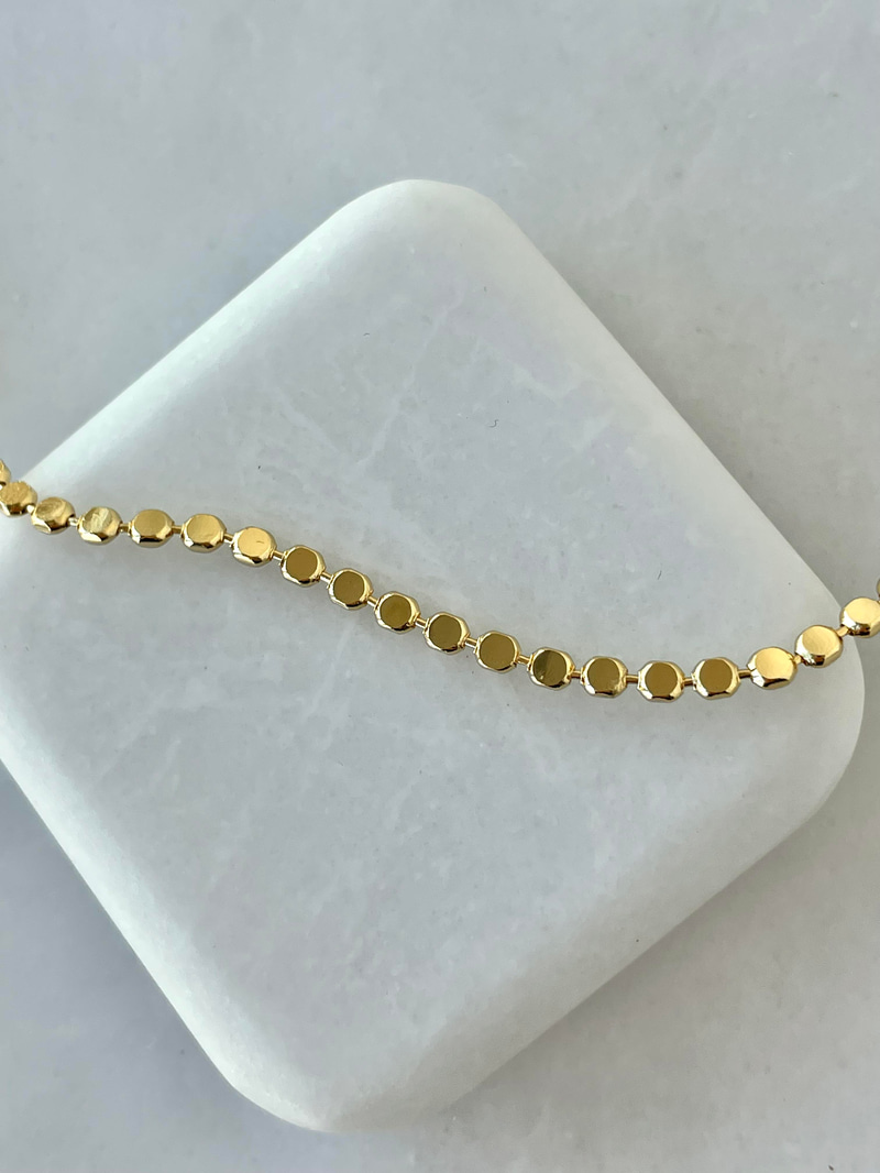 Çelik Orta Boy Ezme Pul Kolye 40 cm Gold