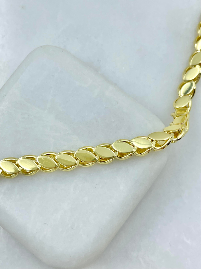 Çelik Arpa Zincir Kolye 60 cm Gold