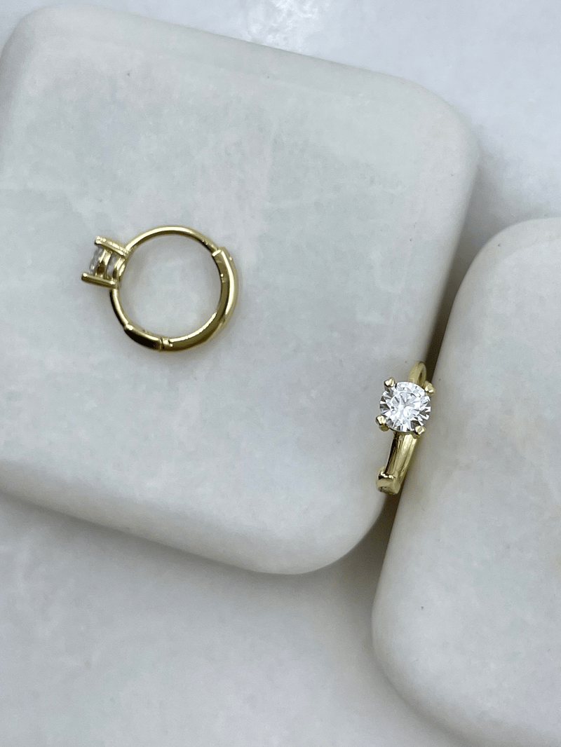 Özel Seri Tektaş Halka Küpe 1.4 cm Gold